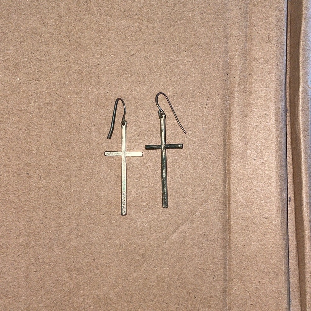 Gold cross earrings